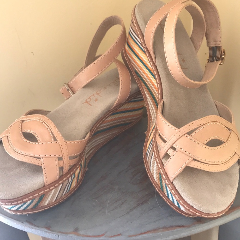 Splendid Wedge Wraparound Sandals - Leather - sz 6